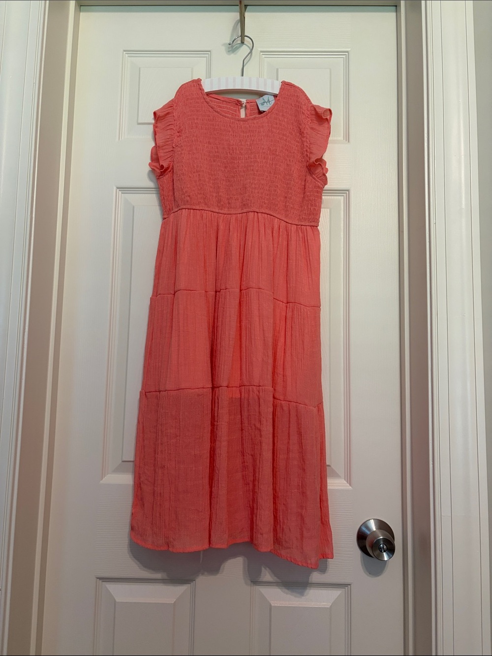 Shop the Mint Girls coral ruffle sleeve dress - Size XL